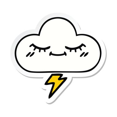 sevimli çizgi gök gürültüsü bulut etiket