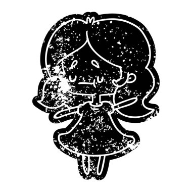 Grunge simgesi bir şirin kawaii kızın sıkıntılı