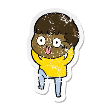 dik bir çizgi film adamın sıkıntılı etiket