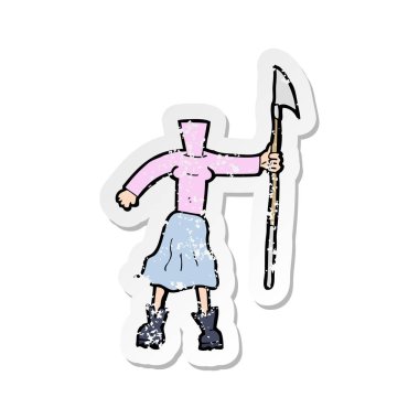 bir çizgi film kadın bedeninin Retro sıkıntılı etiket