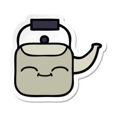 sevimli çizgi Kettle etiket