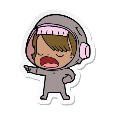 bir çizgi film konuşan astronotun etiket