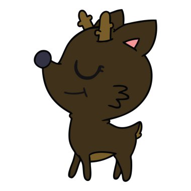 sevimli kırmızı burunlu Ren geyiği karikatür