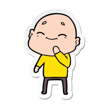 etiket bir mutlu karikatür kel adam