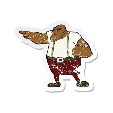 çizgi film kızgın sert adam işaret Retro sıkıntılı etiket