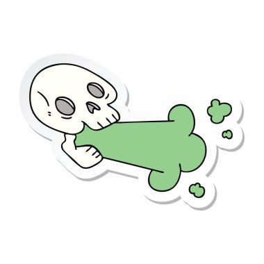 ilginç bir el etiket karikatür kafatası çizilmiş