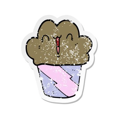 çizgi film çörek yüzü olan sıkıntılı etiket