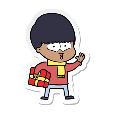 etiket bir karikatür mutlu çocuk