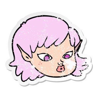 bir çizgi film elf kızın sıkıntılı etiket