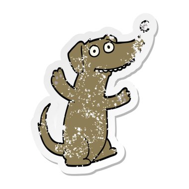 sıkıntılı etiket bir karikatür köpek