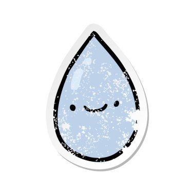 bir çizgi film yağmur damlası sıkıntılı etiket