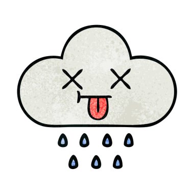 Retro grunge doku karikatür yağmur bulutu
