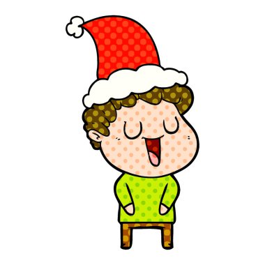çizgi roman tarzı çizimi santa ha giyen bir adam gülüyor