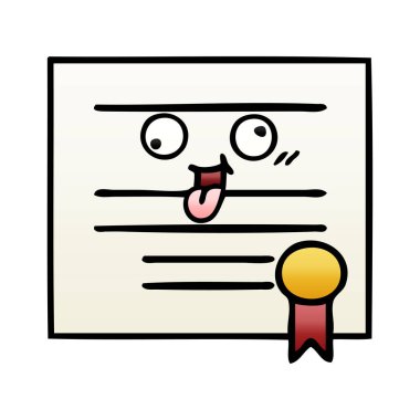 Degrade gölgeli karikatür Mezuniyet Diploması