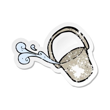 bir çizgi film kova Retro sıkıntılı etiket