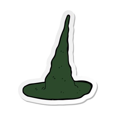 etiket bir çizgi film korkunç cadı şapka