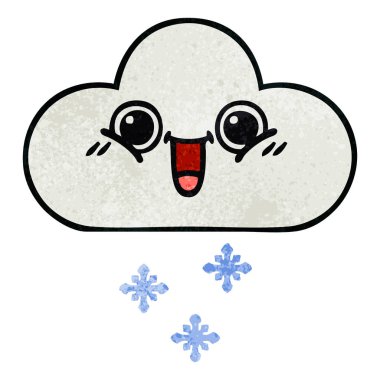 Retro grunge doku karikatür bir kar bulut