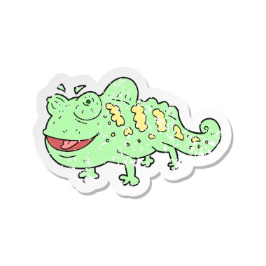 bir çizgi film bukalemun Retro sıkıntılı etiket