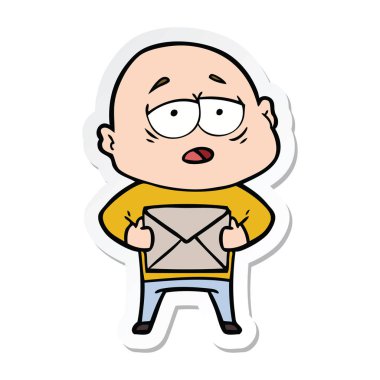 etiket bir karikatür kel adam yorgun