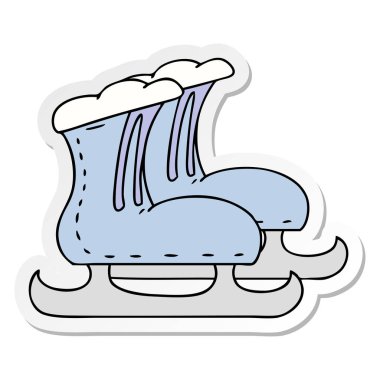 elle çizilmiş etiket karikatür doodle buz pateni çizmeler