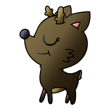 FreeHand şirin kırmızı burunlu Ren geyiği degrade çizgi çizilmiş