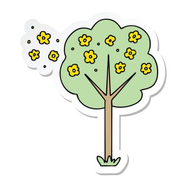 ilginç bir el etiket karikatür ağaç çizilmiş