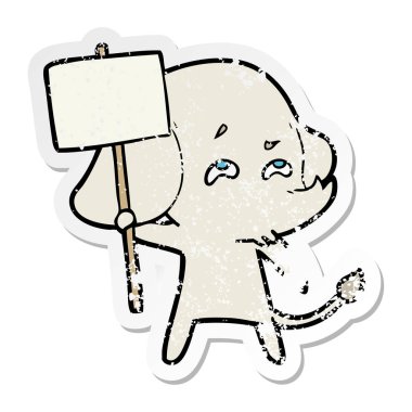 işaret hatırlama ile bir karikatür fil sıkıntılı Sticker