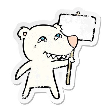 diş gösteren bir çizgi film kutup ayısı sıkıntılı etiket