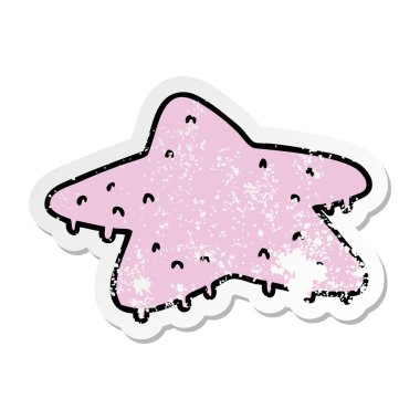 sıkıntılı etiket karikatür doodle bir yıldız balık