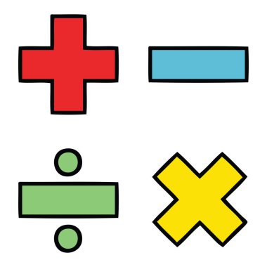 sevimli çizgi bir matematik sembolleri