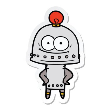 ampul ile mutlu karton robot Sticker