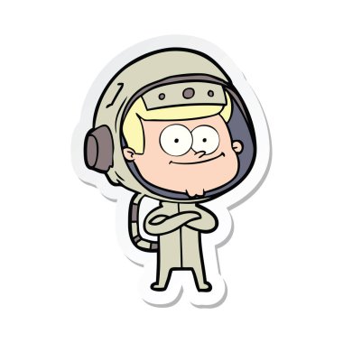 mutlu astronot çizgi film etiketi