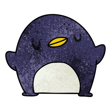 dokulu çizgi film illüstrasyon kawaii bir sevimli penguen