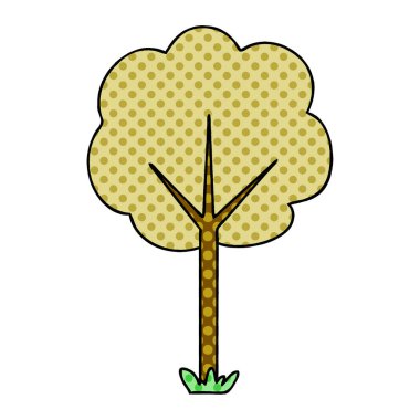 çizgi roman tarzı ilginç karikatür ağaç