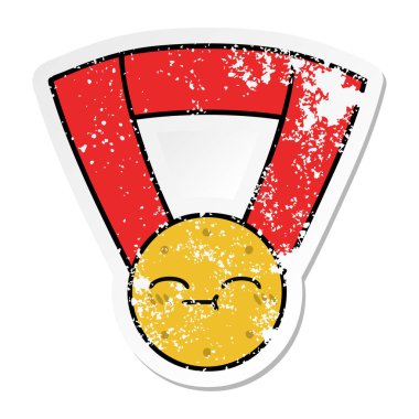 sevimli çizgi altın madalya sıkıntılı etiket