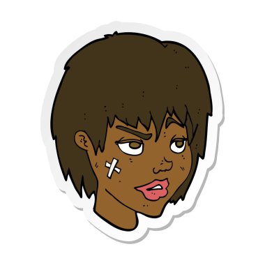 etiket bir karikatür kadının yüzünde sıva ile