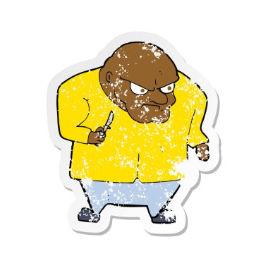 bir çizgi film kötü adam Retro sıkıntılı etiket