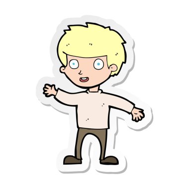 etiket bir karikatür mutlu çocuk