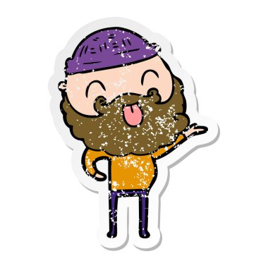 dilini sakallı bir adamın sıkıntılı etiket