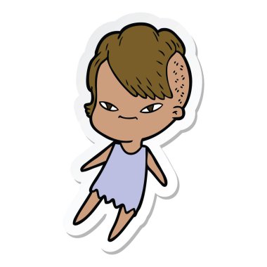 etiket hipster saç kesimi ile sevimli çizgi kızın