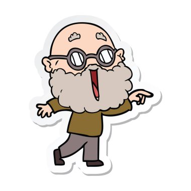 etiket bir karikatür neşeli adamın sakalı işaret parmağı