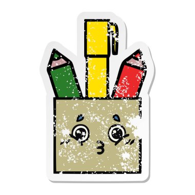 bir sevimli çizgi kalem tencere sıkıntılı etiket