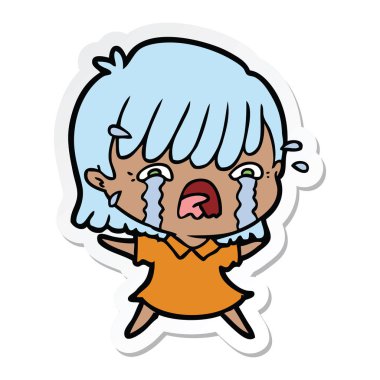 etiket bir çizgi film kız ağlıyor