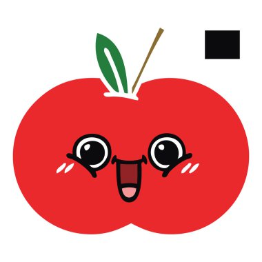düz renk retro karikatür kırmızı elma