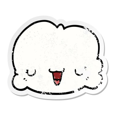 sevimli çizgi bulut sıkıntılı etiket