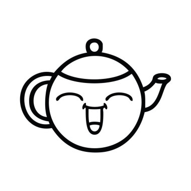 mutlu bir çaydanlık çizim karikatür