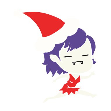 santa s giyen bir ölümsüz vampir kız düz renkli çizimi