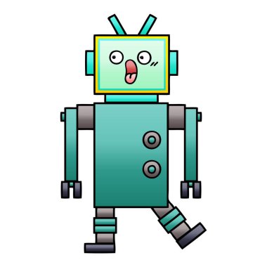 bir robot degrade gölgeli çizgi film