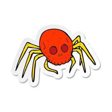etiket bir karikatür spooky halloween kafatası örümcek