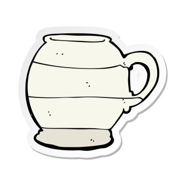 bir çizgi film eski stil kupa etiket